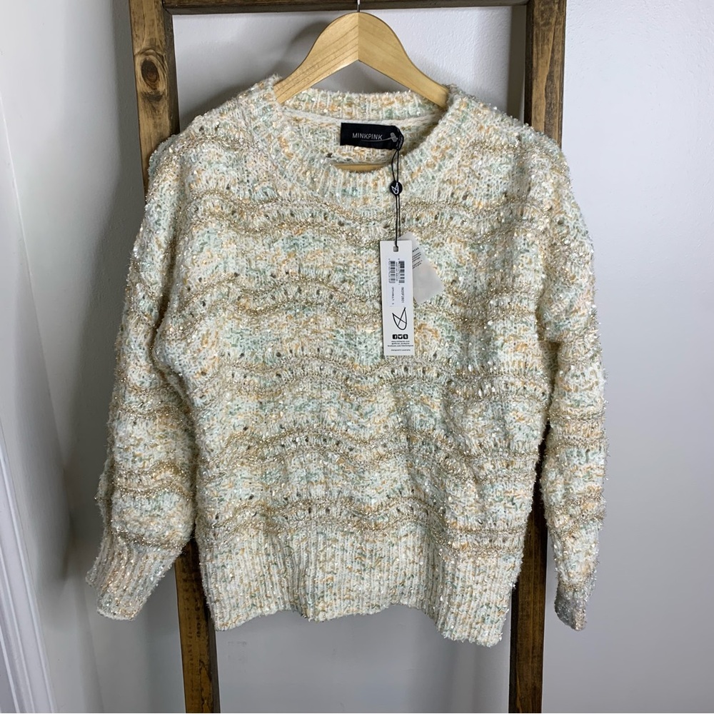 MINKPINK Kasey Knit in Off White & Multi Sweater